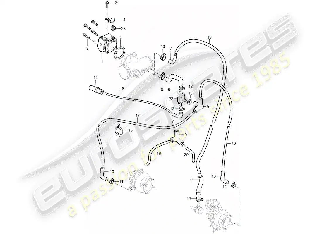 porsche 2007 (997-1 turbo / gt2) throttle body parts diagram