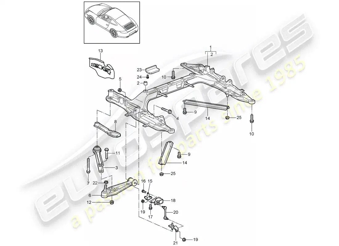 porsche 2012 (997-2) cross member parts diagram