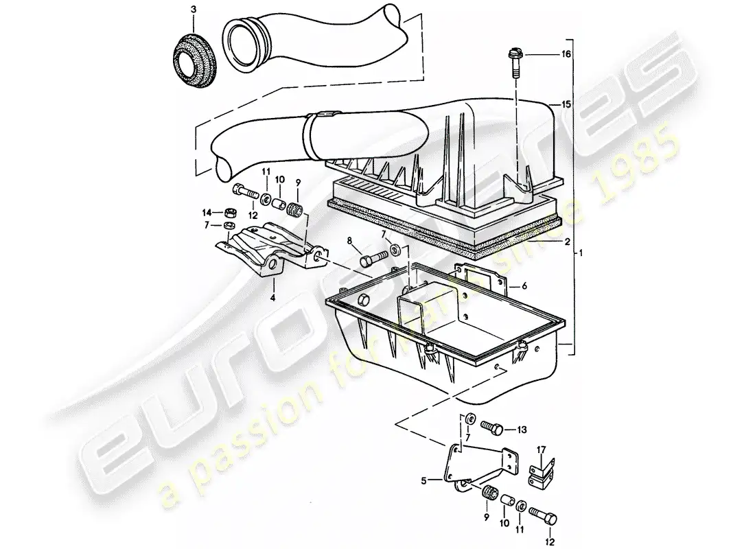 porsche 1986 (924s) air cleaner system parts diagram