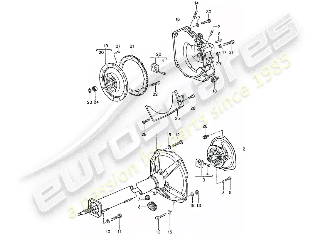 porsche 1992 (968) tiptronic - central tube parts diagram
