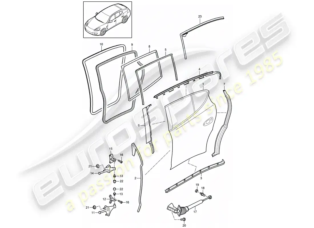 porsche 2014 (panamera 970) door shell parts diagram