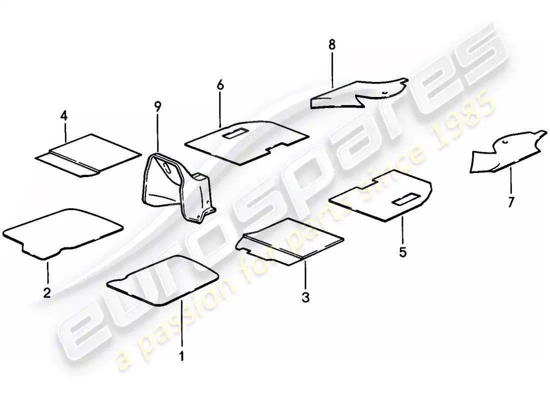 porsche 1979 (924) sound absorber parts diagram