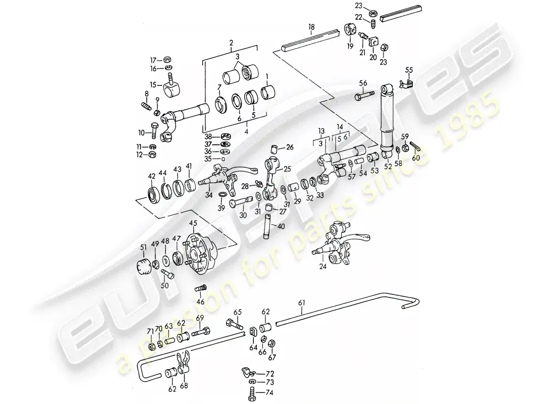 porsche 1960 (356b/356c) front axle - schmierstoffe parts diagram