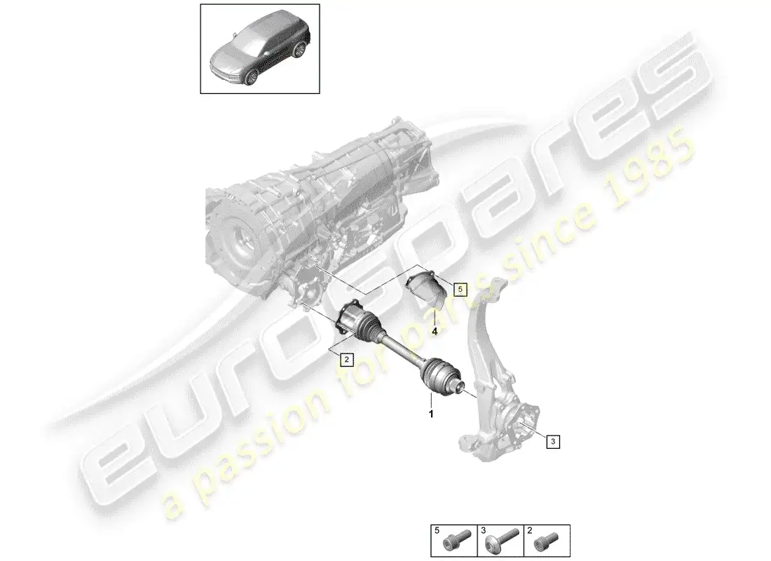 porsche 2020 (cayenne e3 9ya/9yb) drive shaft parts diagram