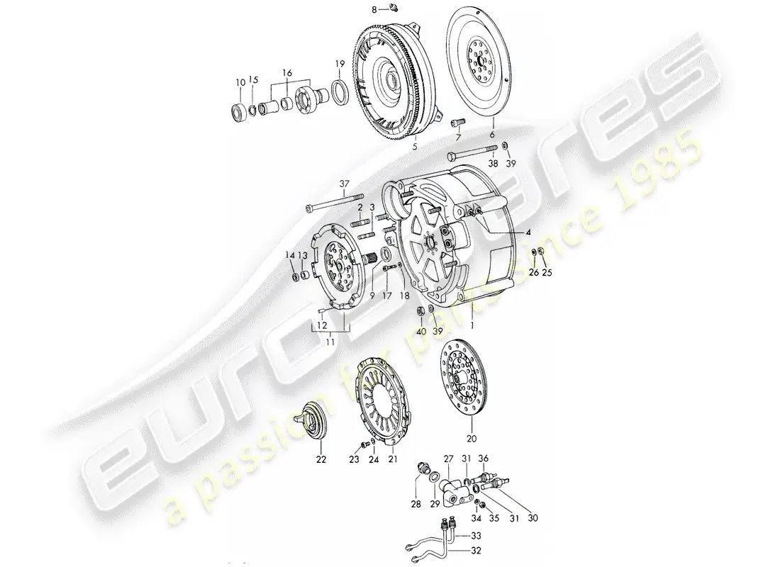 porsche 1968 (911/912) torque converter - and - converter housing - sportomatic parts diagram
