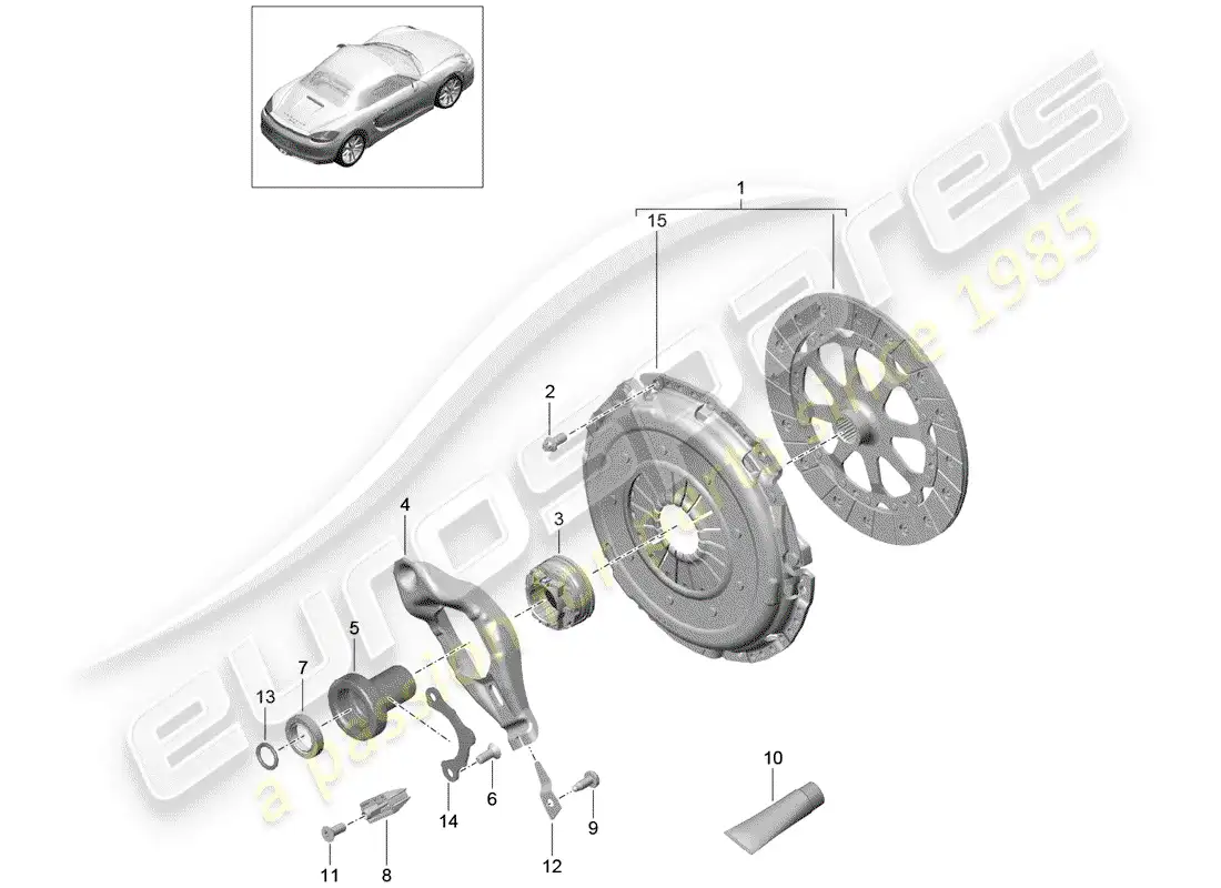 porsche 2014 (981 boxster) clutch parts diagram