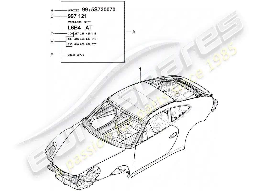 porsche 2009 (997-2) car body parts diagram