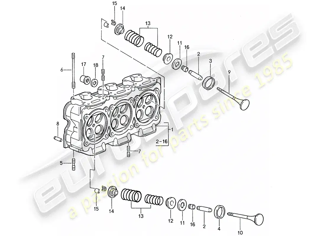 porsche 1987 (959) cylinder head parts diagram