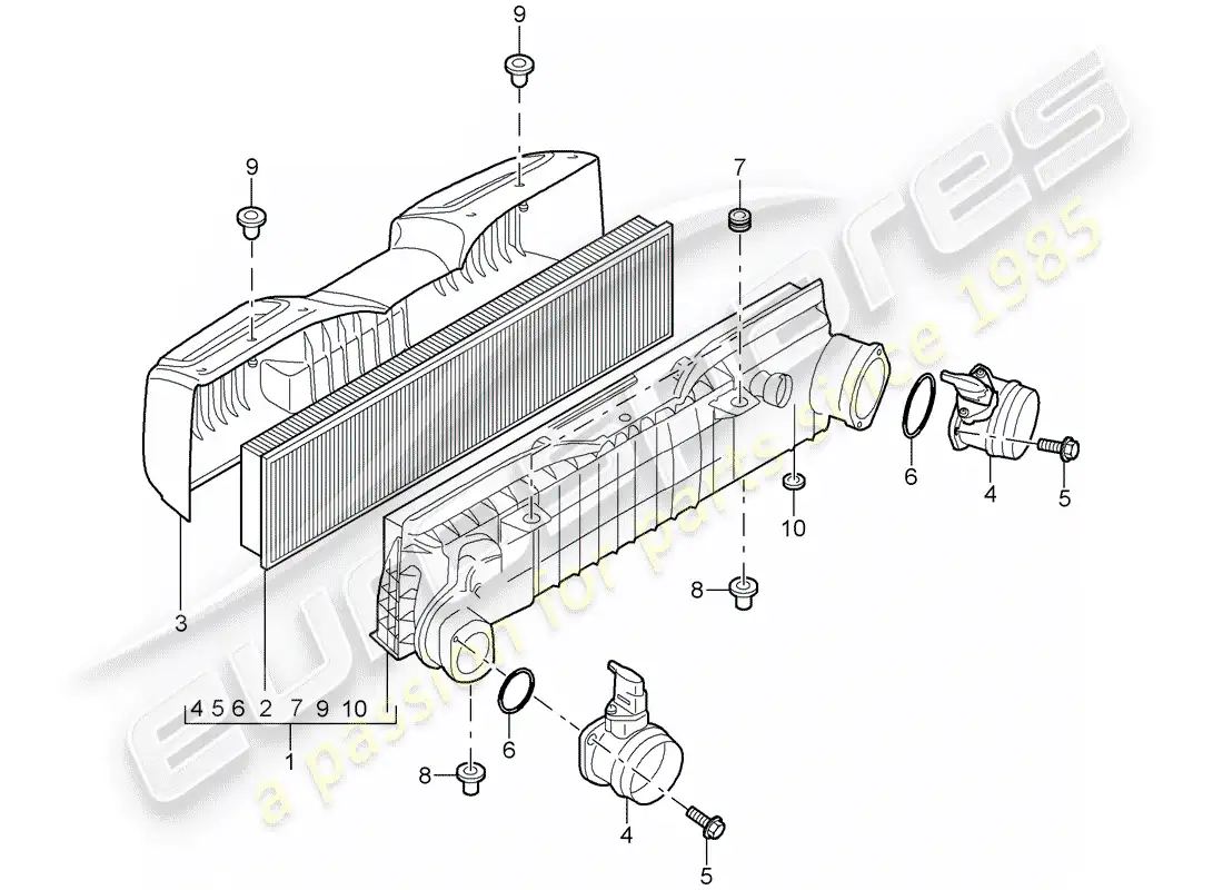 porsche 2007 (997-1 turbo / gt2) air cleaner parts diagram