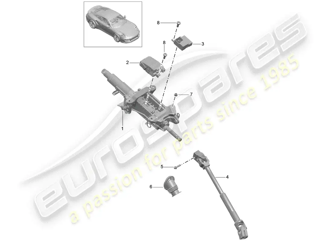porsche 2016 (991-1 turbo) steering column parts diagram
