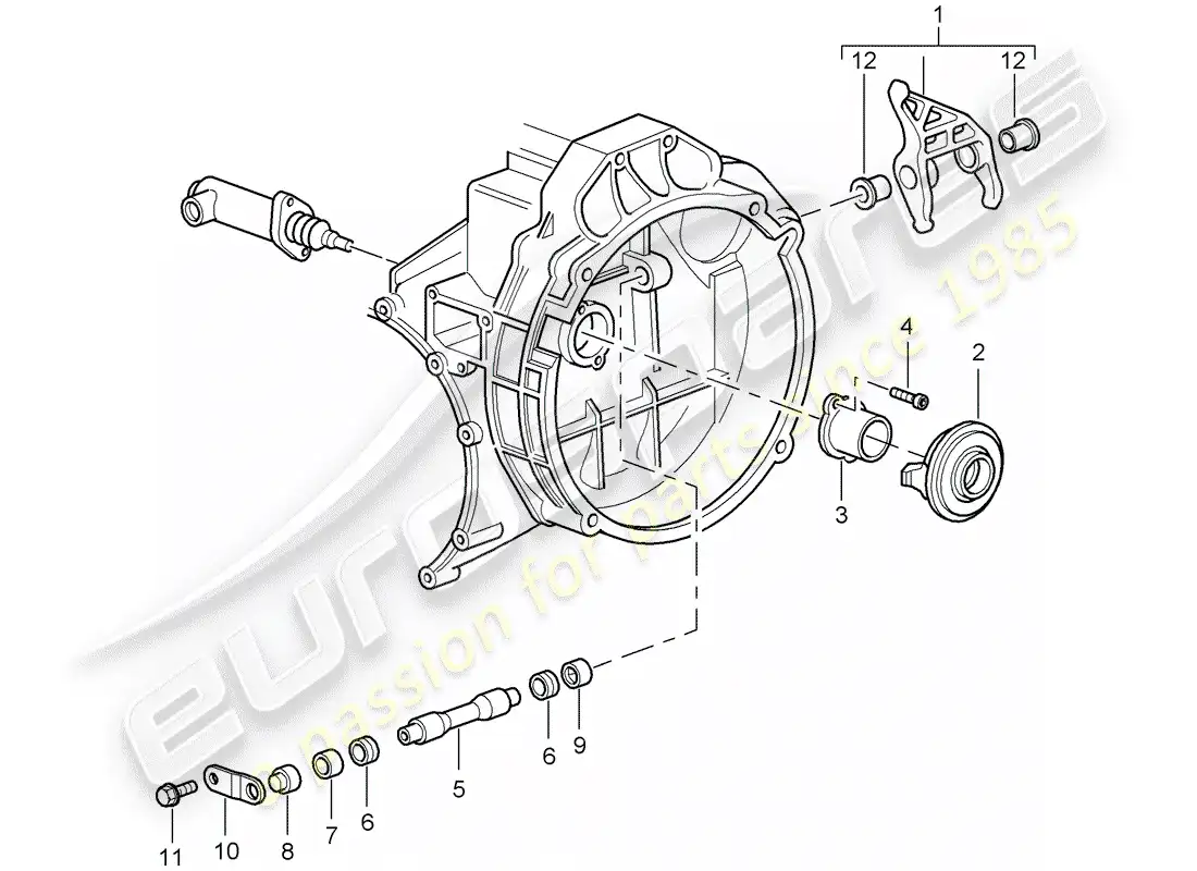 porsche 2009 (997-2 gt3) clutch release parts diagram