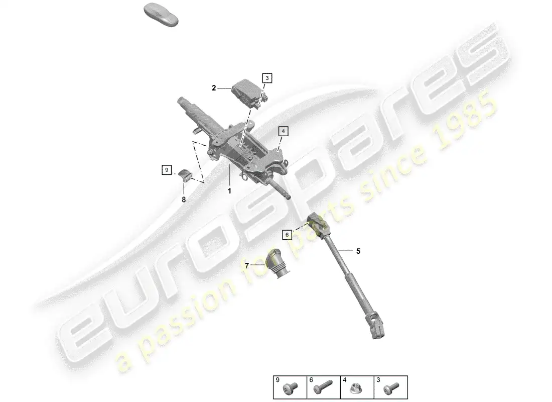 porsche 2020 (718 boxster spyder) steering column parts diagram