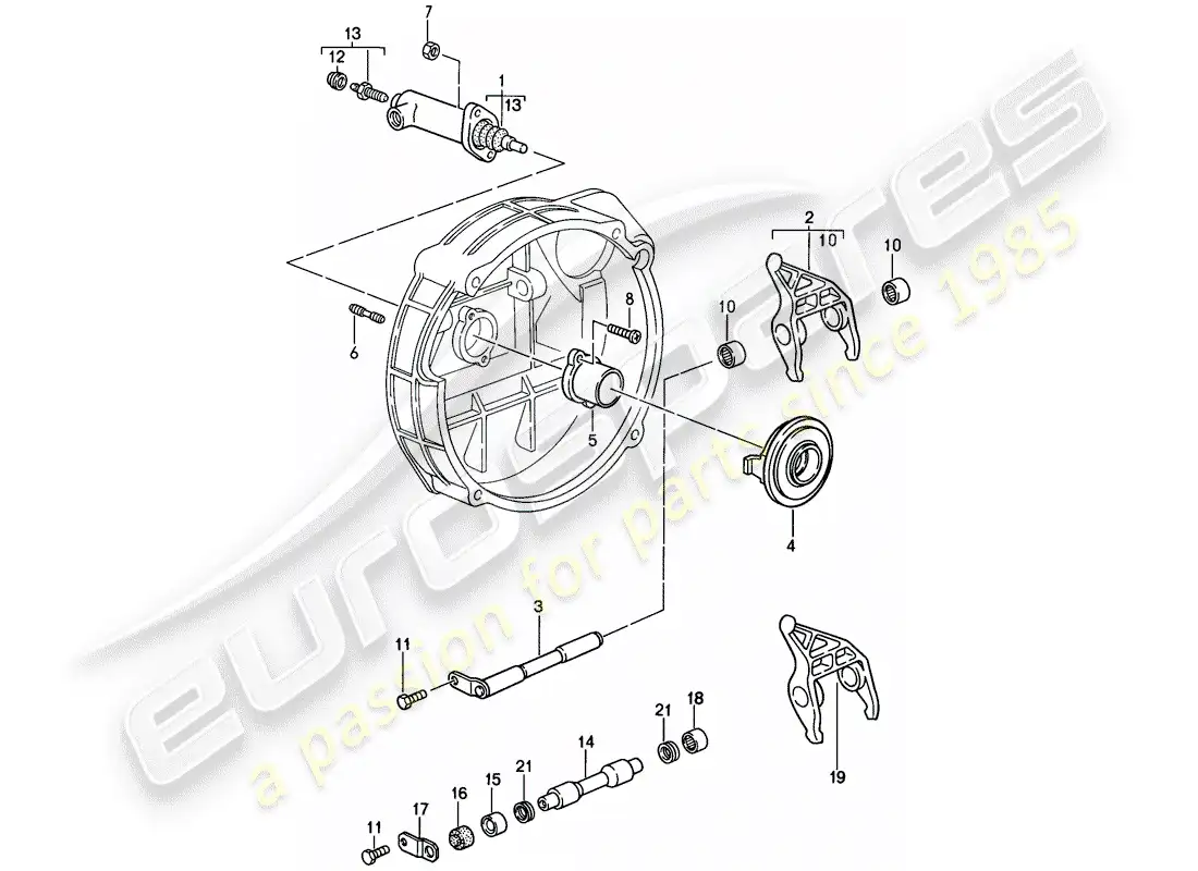 porsche 1987 (911) clutch release - hydraulic parts diagram