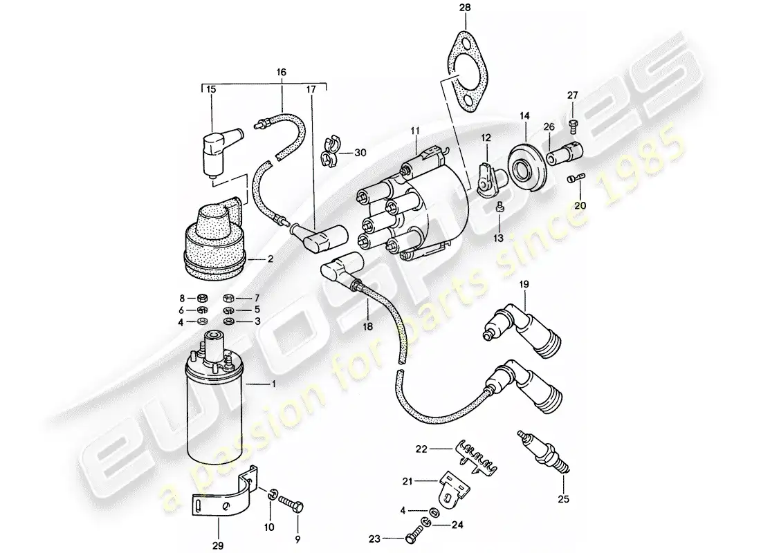 porsche 1986 (924s) engine electrics 1 parts diagram