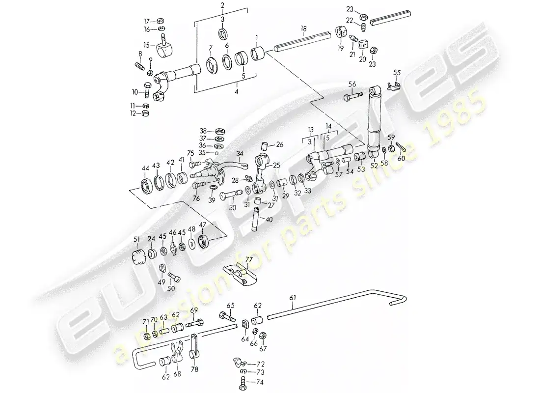 porsche 1953 (356/356a) front axle - lubricants parts diagram