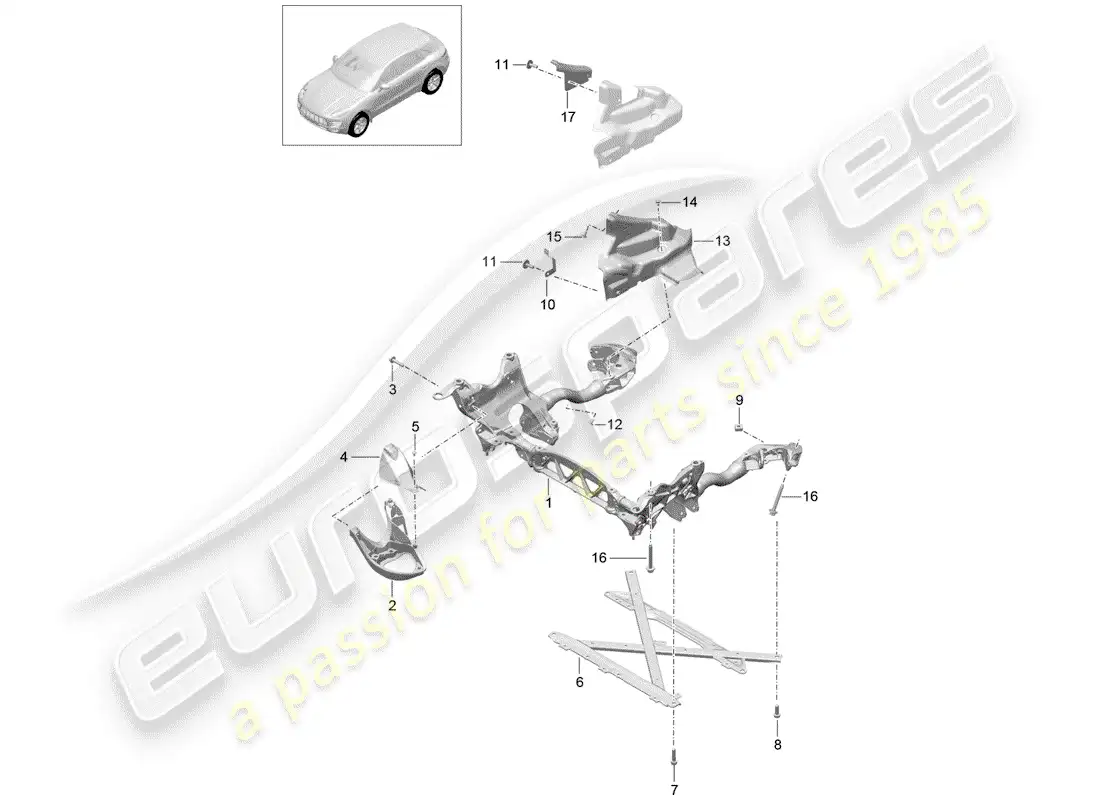 porsche 2015 (macan) sub frame parts diagram