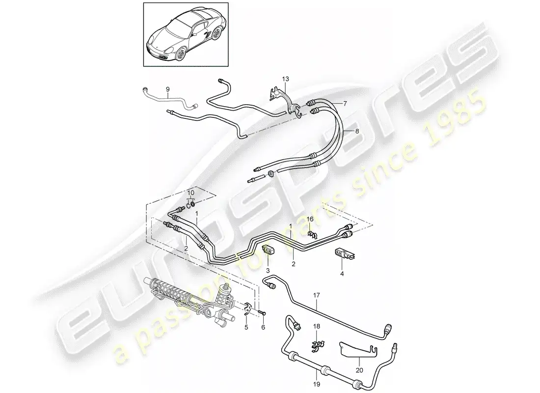 porsche 2012 (987 cayman) power steering parts diagram