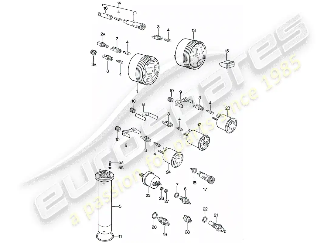 porsche 1980 (924) instruments parts diagram