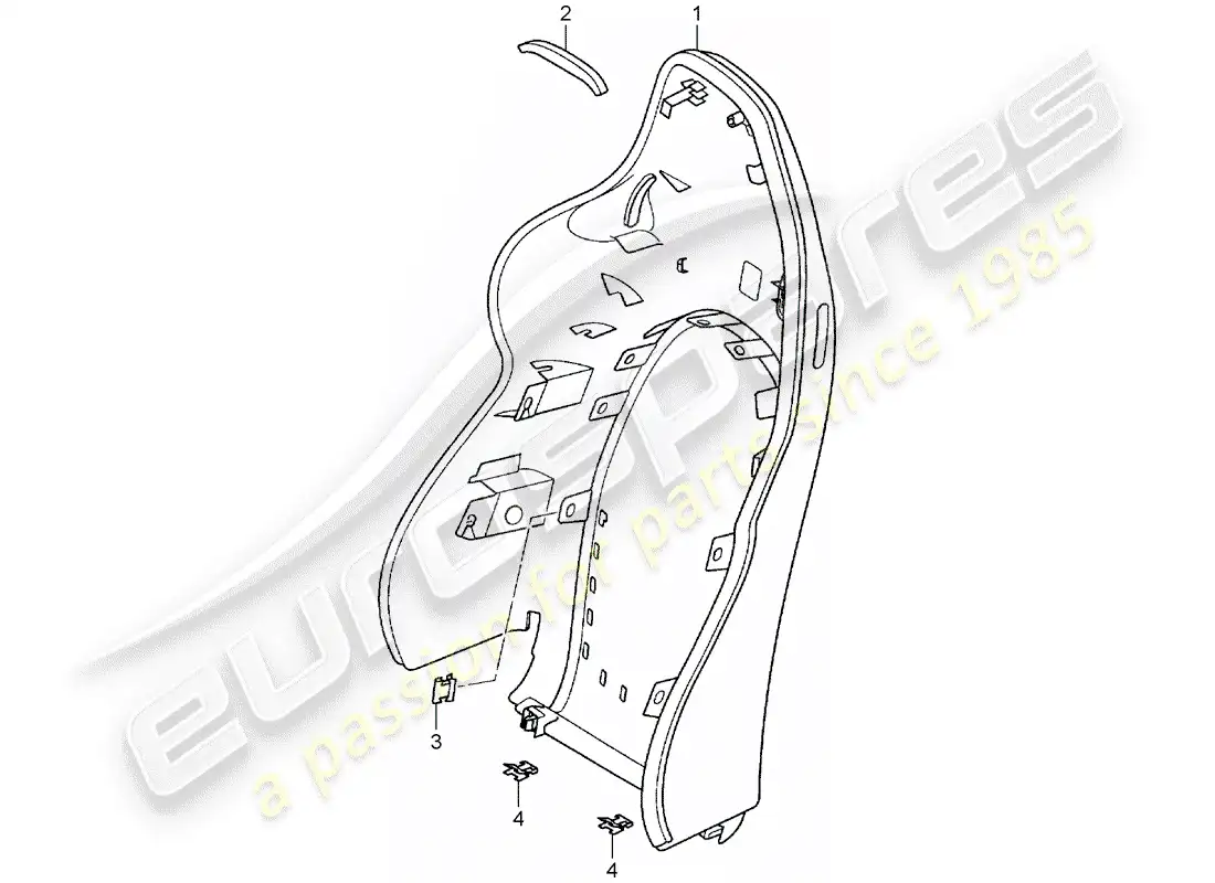 porsche 2004 (996 gt3) backrest shell - sports seat parts diagram