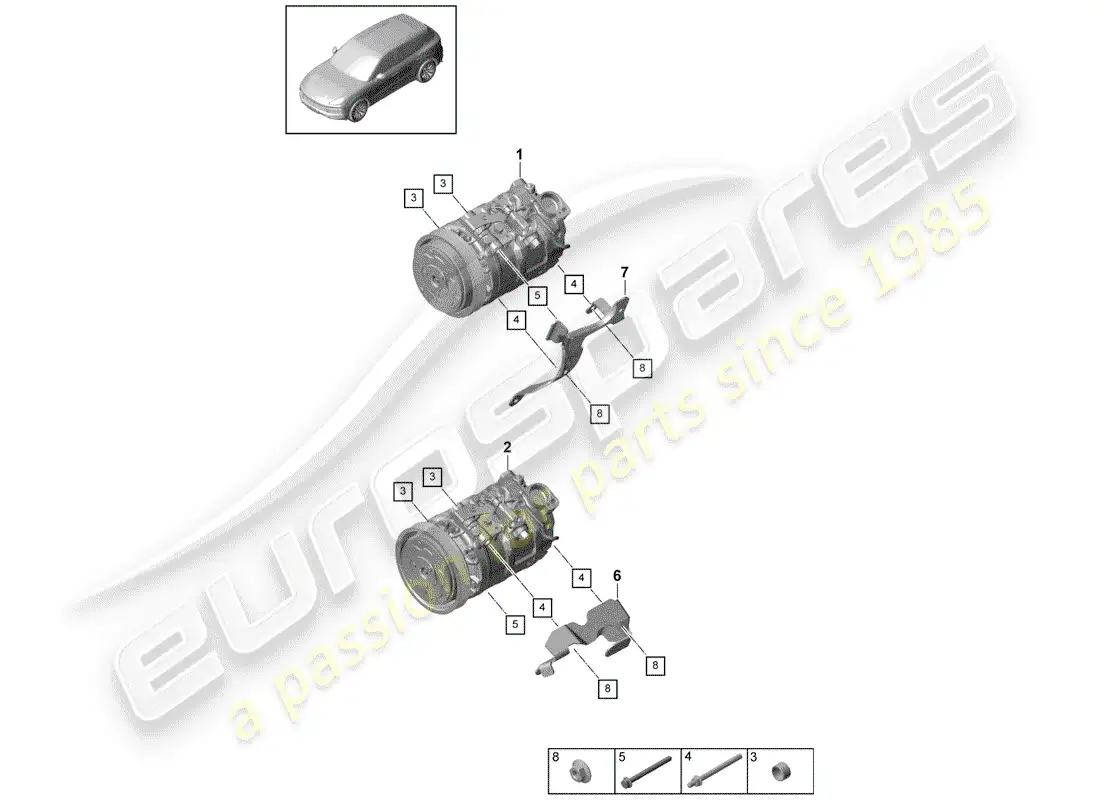 porsche 2018 (cayenne e3 9ya/9yb) compressor parts diagram