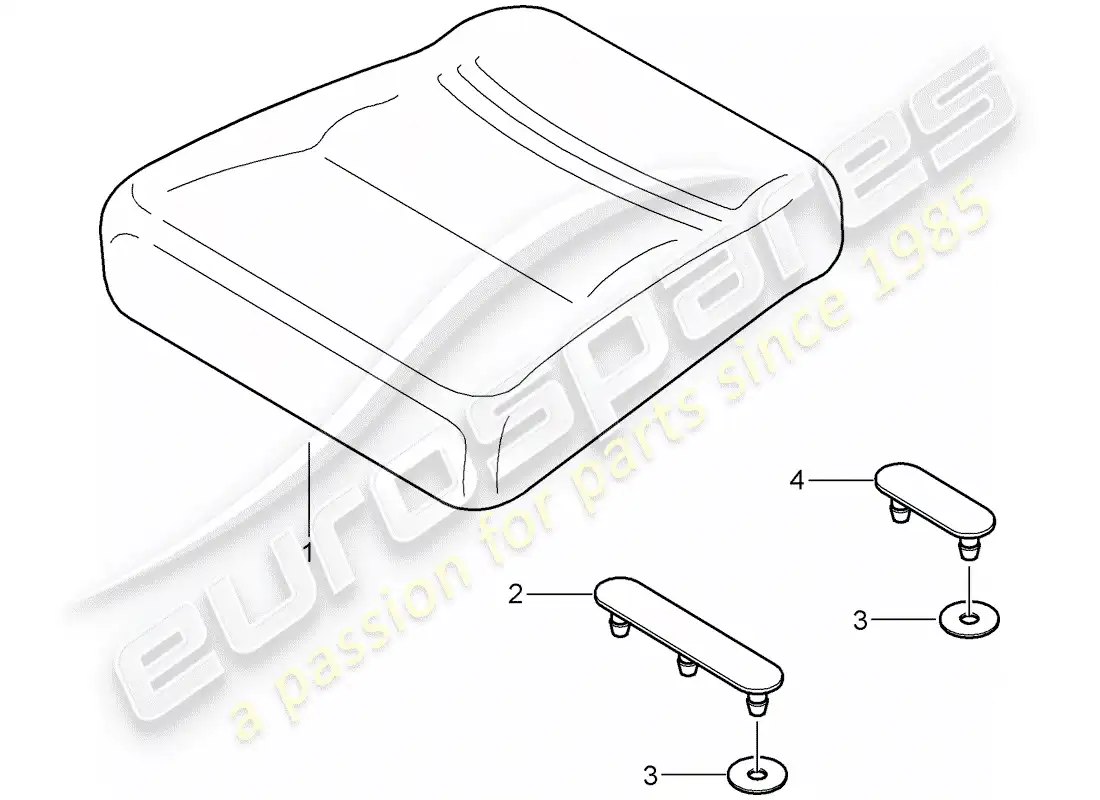 porsche 2007 (997-1 turbo / gt2) back seat cushion parts diagram