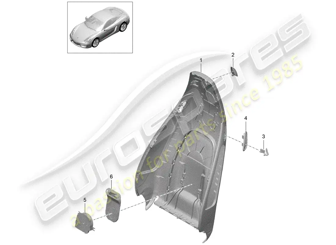 porsche 2016 (981 cayman) backrest shell parts diagram