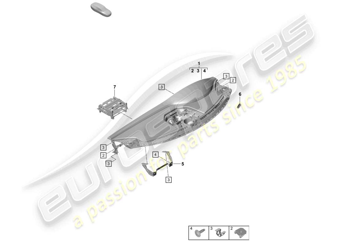 porsche 2025 (992-2 gt3/rs/st) instrument panel trim upper part with: fasteners part diagram