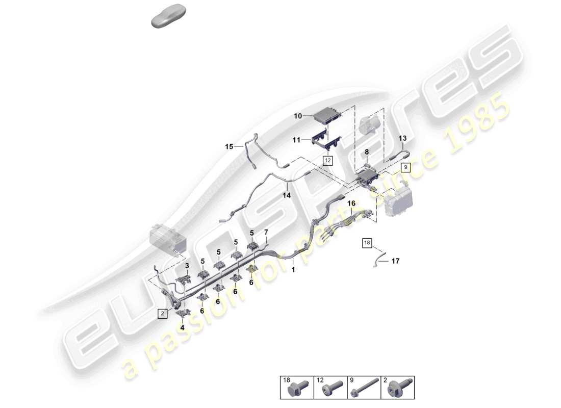 porsche 2024 (992-2) wiring looms for high-voltage system part diagram