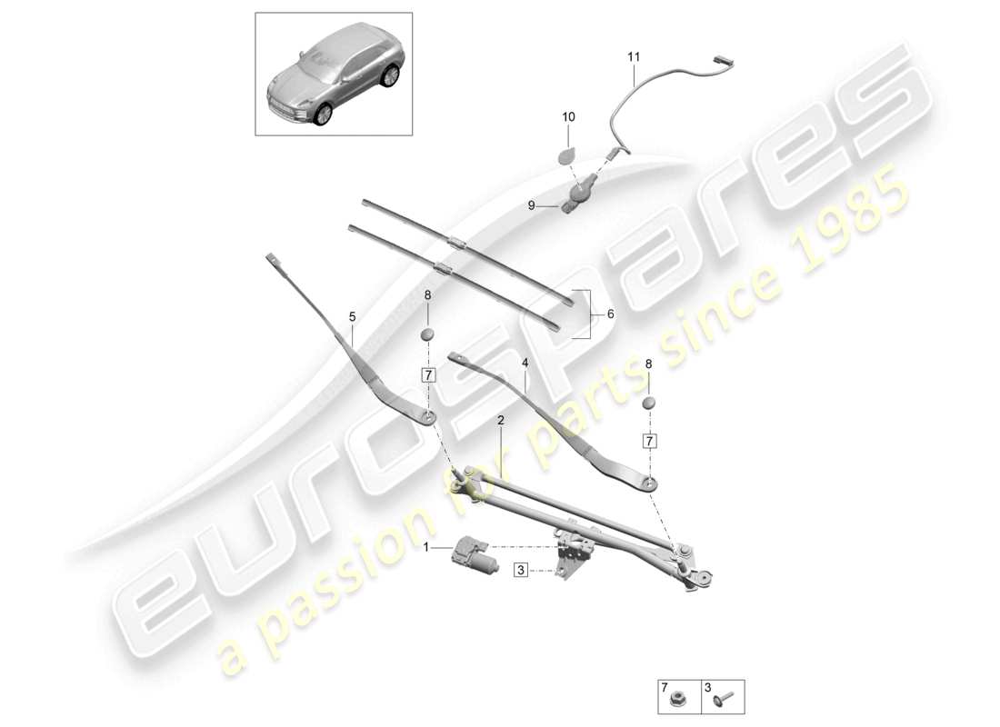 porsche 2025 (macan) windscreen wiper system, compl sensor for air humidity, rain and light detection part diagram