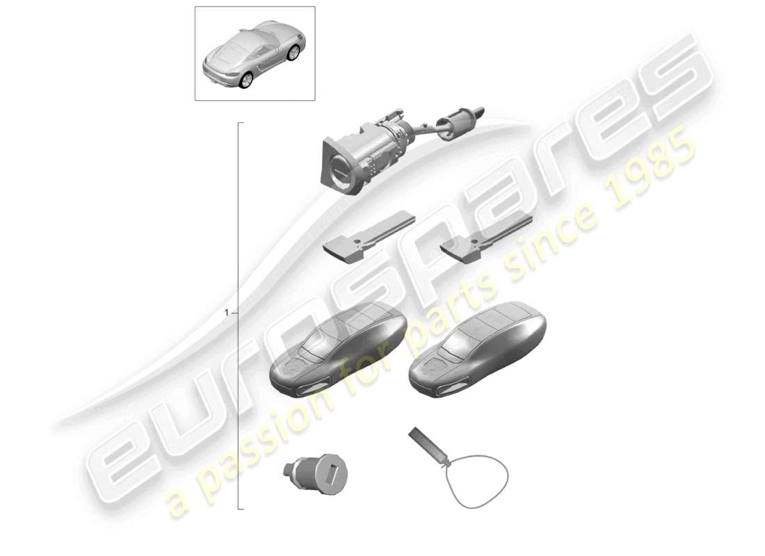 porsche 2024 (718 cayman) repair set 1 set of lock cylinders part diagram