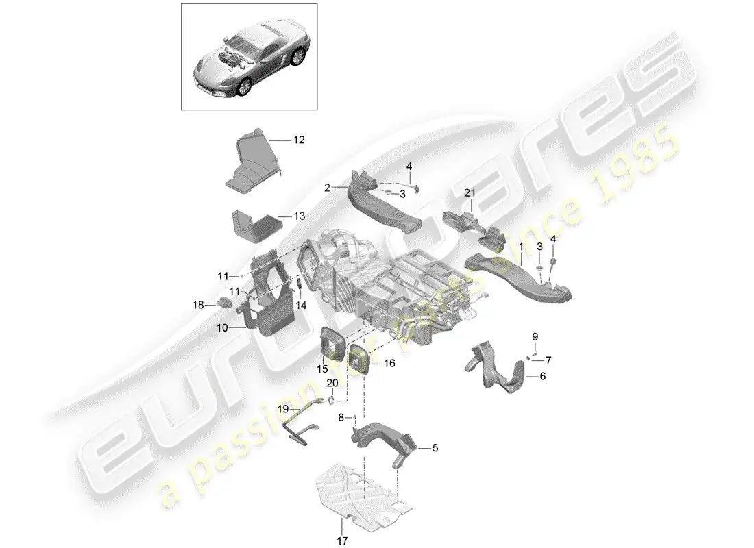 porsche 2019 (718 boxster) air duct parts diagram