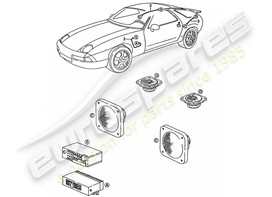 porsche 1995 (928) harness - loudspeaker parts diagram