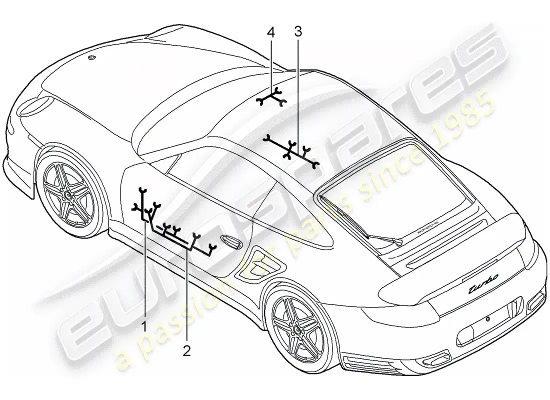 porsche 2009 997-2 turbo / gt2 wiring harnesses parts diagram