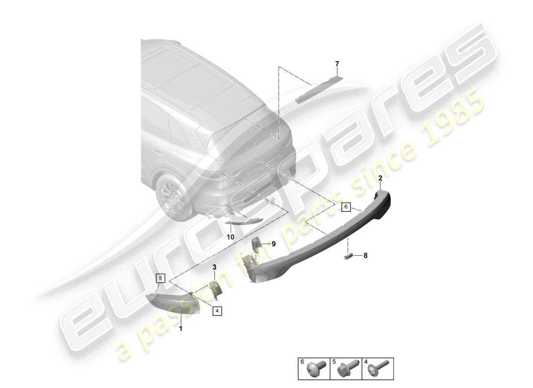 porsche 2024 (cayenne e3 9ya/9yb) rear light additional brake light licence plate light part diagram
