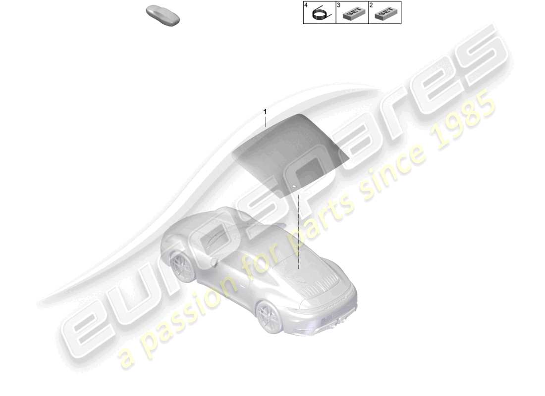porsche 2025 (992-2 gt3) rear window part diagram