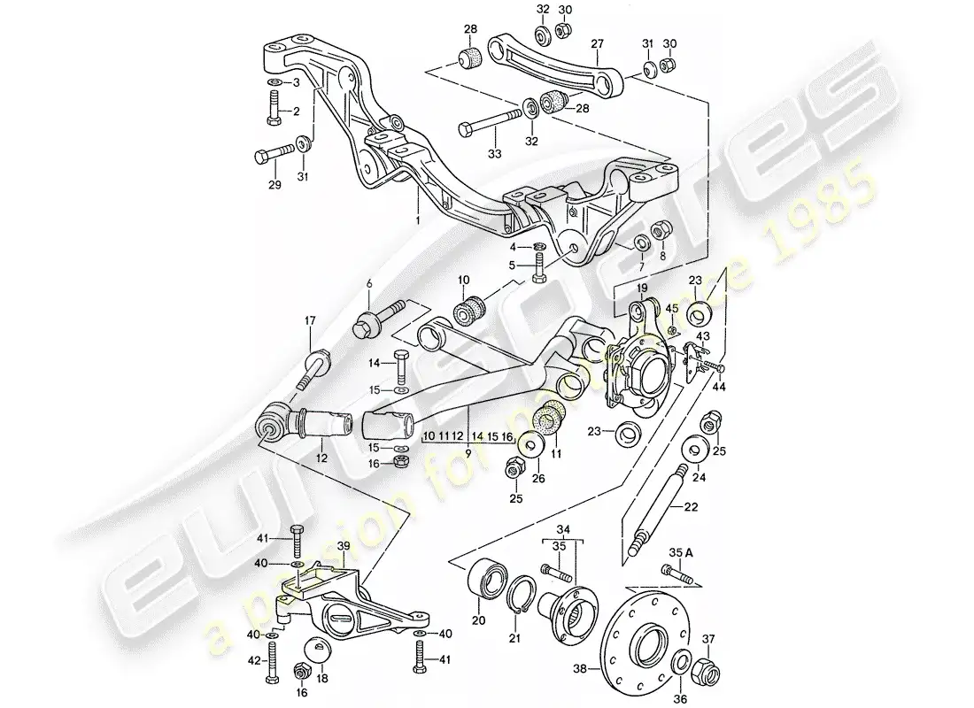 porsche 1990 (928) rear axle parts diagram