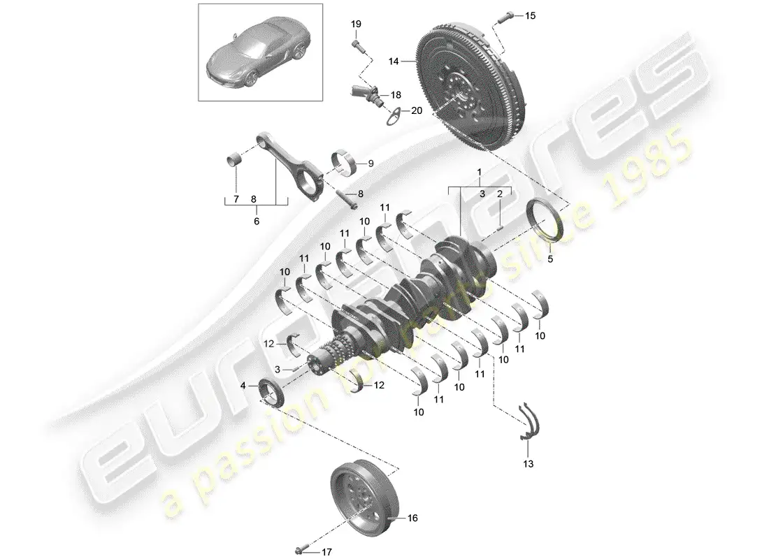 porsche 2013 (981 boxster) crankshaft parts diagram