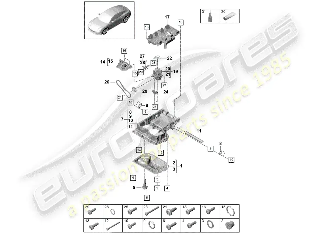 porsche 2017 (panamera 971-1) oil-conducting housing part diagram