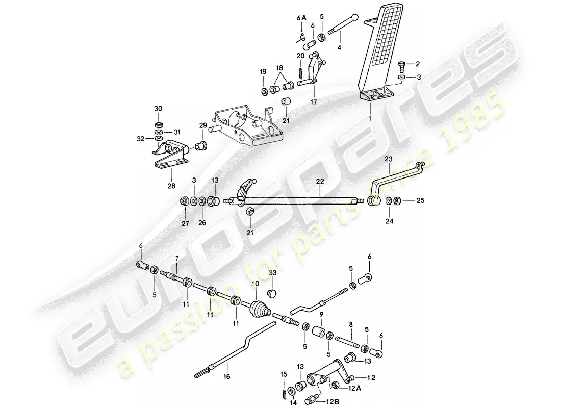 porsche 1984 (911) pedals - throttle control parts diagram