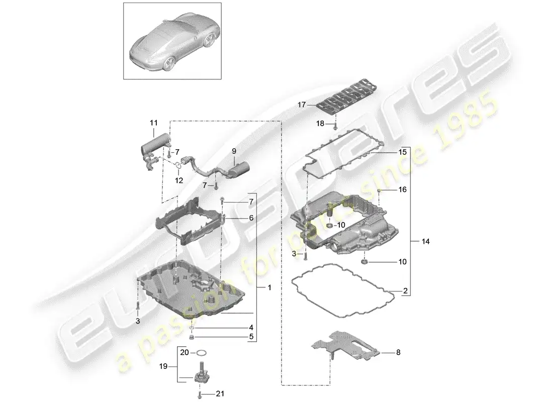 porsche 2014 (991-1) oil pan parts diagram