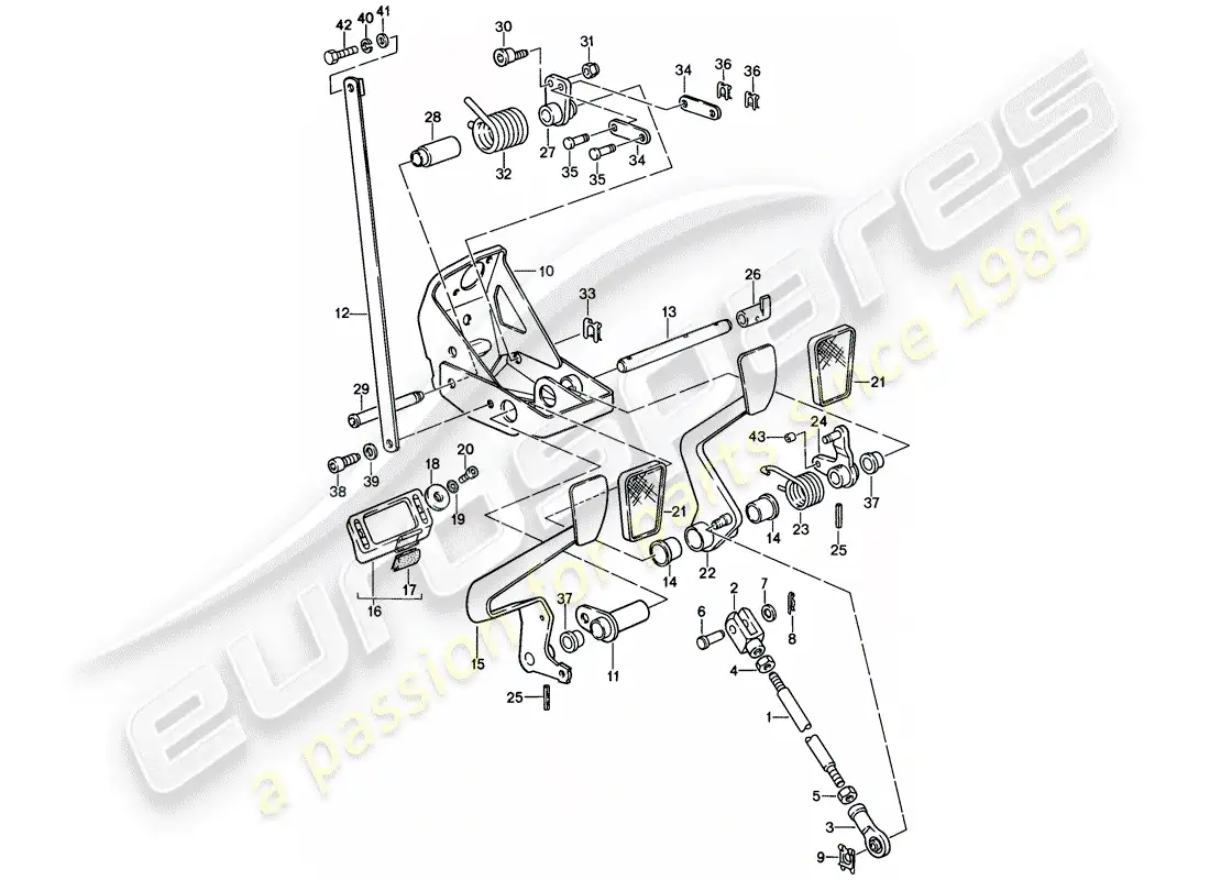 porsche 1988 (911) pedals parts diagram