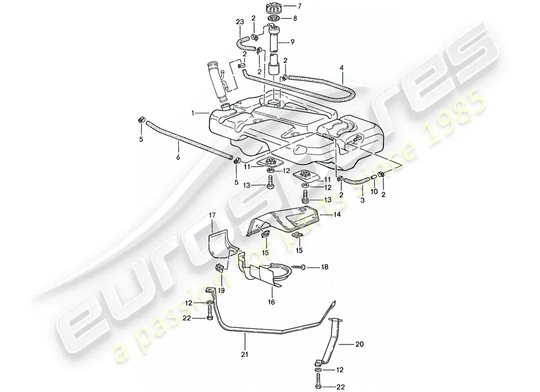 porsche 1991 (944) fuel tank parts diagram