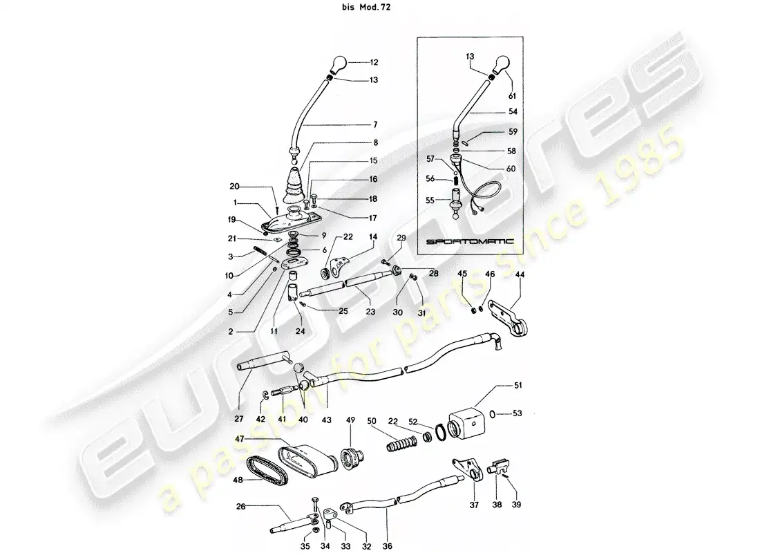 porsche 1976 (914) transmission control - d >> - mj 1972 parts diagram