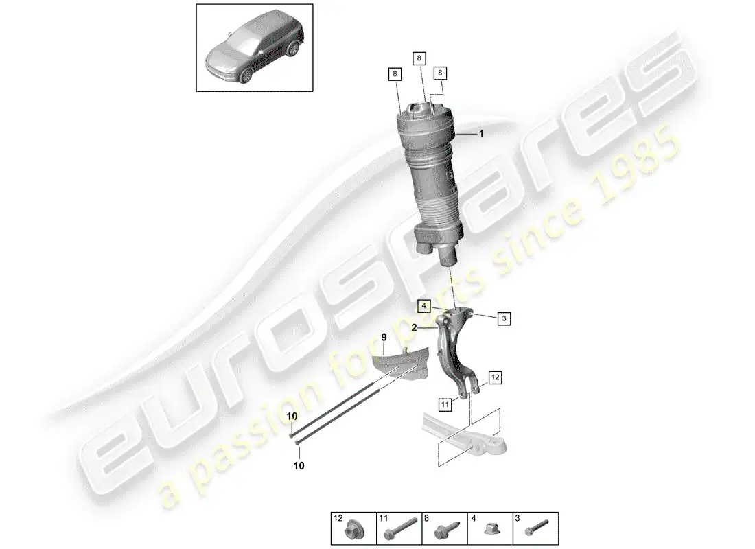 porsche 2020 (cayenne e3 9ya/9yb) air spring parts diagram