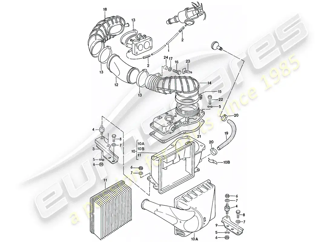 porsche 1977 (924) air cleaner system parts diagram