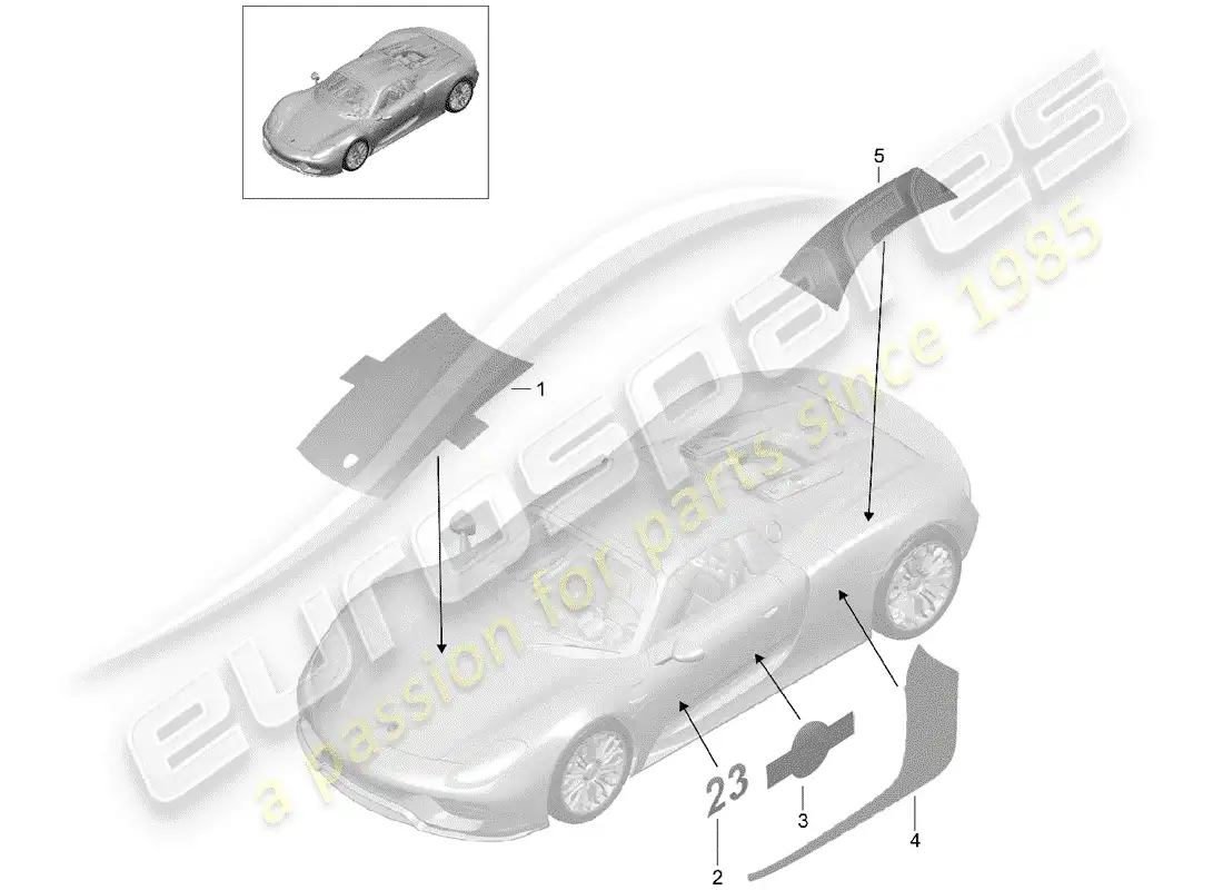 porsche 2015 (918 spyder) trim foil parts diagram