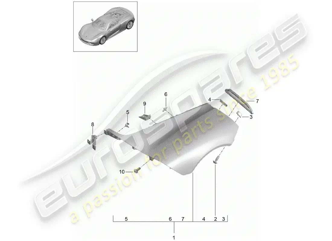 porsche 2015 (918 spyder) fender parts diagram