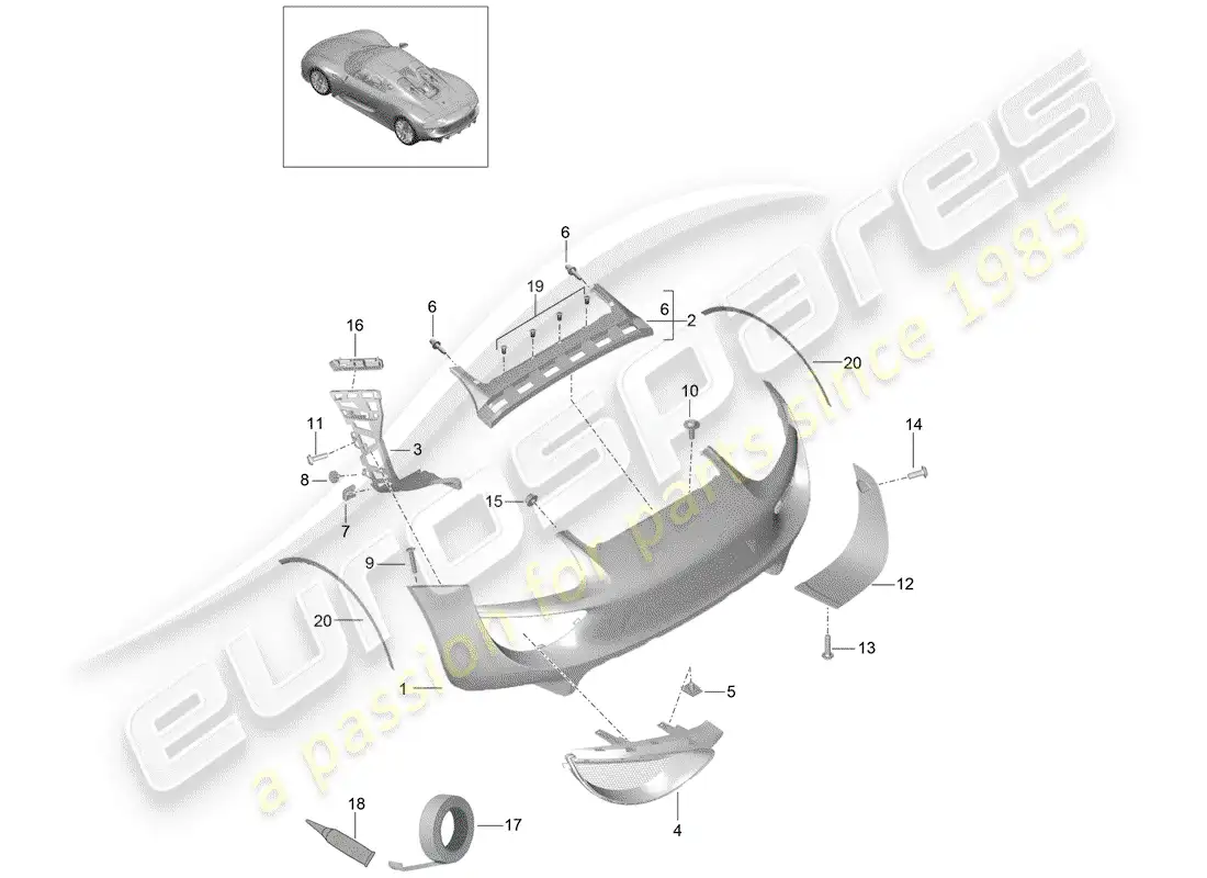 porsche 2015 (918 spyder) bumper parts diagram