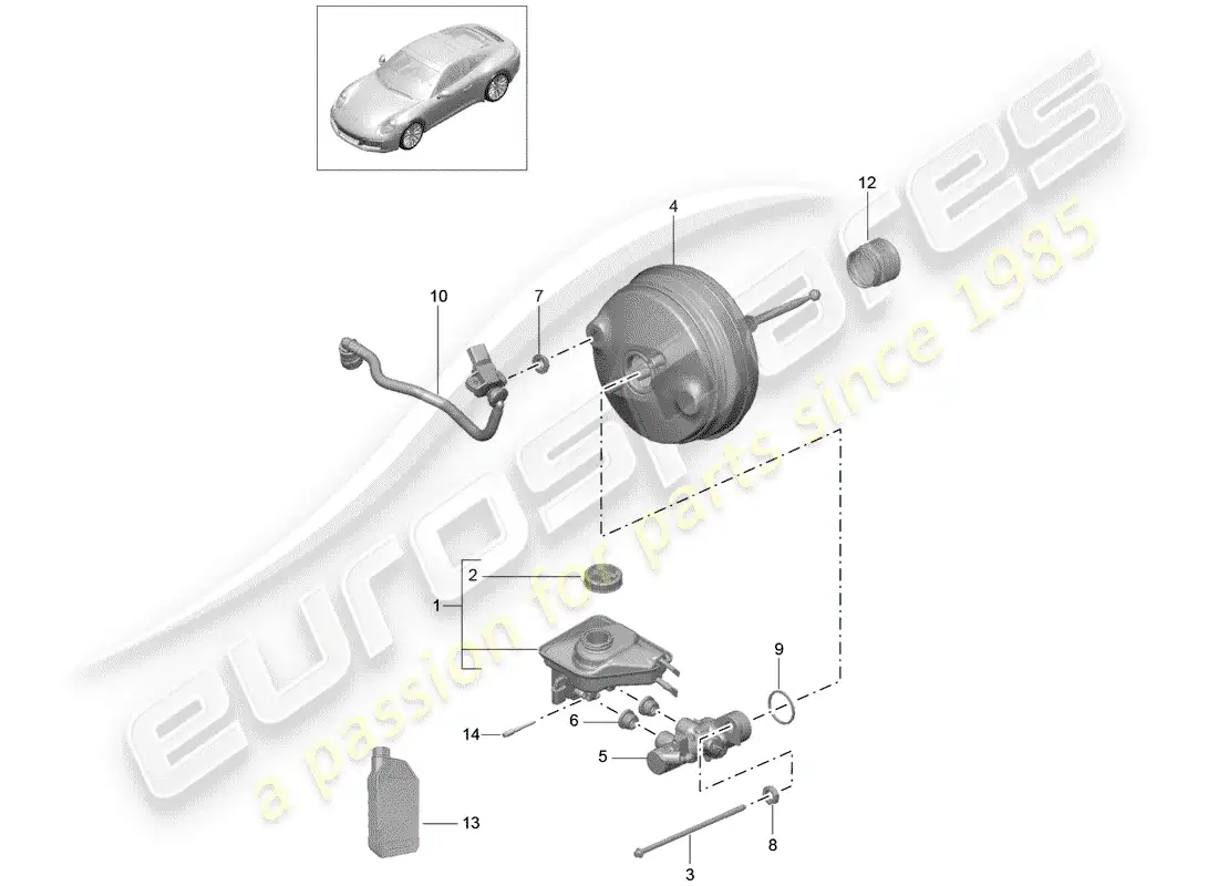 porsche 2019 (991-2) brake master cylinder parts diagram