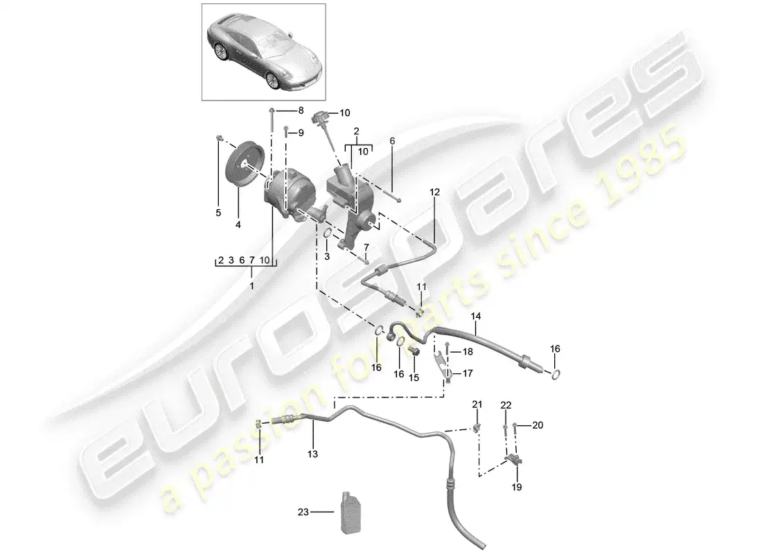 porsche 2017 (991-2) hydraulic line parts diagram